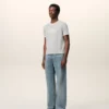 T-shirt grigia in cotone Ami Paris con toppa lavorata a maglia