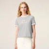 T-shirt grigia in cotone Ami Paris con toppa lavorata a maglia