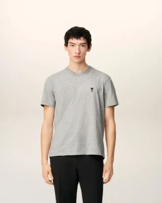 T-shirt grigia in cotone con dettagli a contrasto ADC