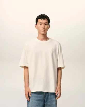 T-Shirt in cotone bianco Ami de Coeur con stampa in rilievo
