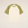 T-shirt in cotone bianco e verde con toppa Ami de Coeur lavorata a maglia