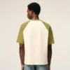 T-shirt in cotone bianco e verde con toppa Ami de Coeur lavorata a maglia
