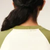 T-shirt in cotone bianco e verde con toppa Ami de Coeur lavorata a maglia