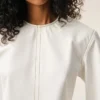 Top aderente a maniche corte in cotone bianco Top aderente a maniche corte in cotone bianco