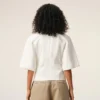 Top aderente a maniche corte in cotone bianco Top aderente a maniche corte in cotone bianco