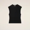 Top aderente senza maniche in jersey nero Top aderente senza maniche in jersey nero