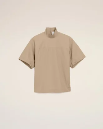 Top Ami De Coeur in cotone beige con colletto rialzato e bottoni