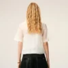 Top bianco in seta a maniche corte trasparente con sottotop Top bianco in seta a maniche corte trasparente con sottotop
