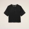 Top nero in seta a maniche corte trasparente con sottotop Top nero in seta a maniche corte trasparente con sottotop