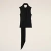 Top nero senza maniche in jersey con scollo lavallière Top nero senza maniche in jersey con scollo lavallière
