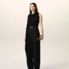 Top nero senza maniche in jersey con scollo lavallière Top nero senza maniche in jersey con scollo lavallière